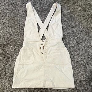 Corduroy white Free People overall dress size 4. Altered slightly